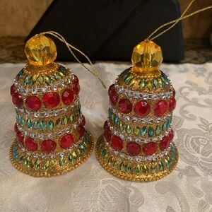 Vintage Set of 2 German Bell Jewel Ornaments